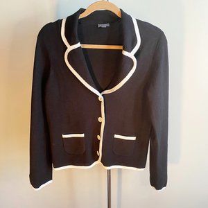 Ann Taylor Black and White Tipped Sweater Jacket, Perfect Condition